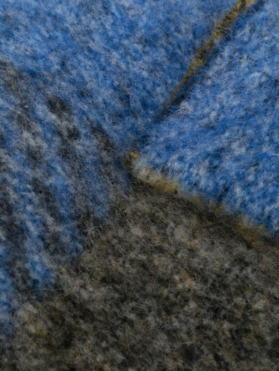 Shop Marni Plaid-check Print Knit Scarf In Blue