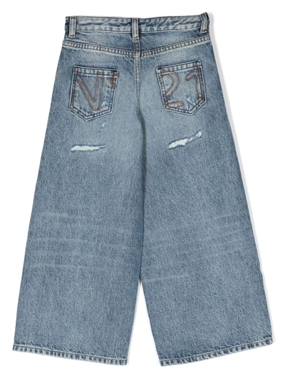 Shop N°21 Logo-print Wide-leg Jeans In Blue