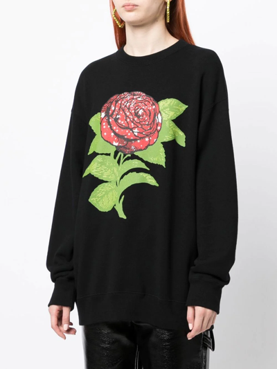Undercover Rose Cotton Graphic Sweatshirt In Black
