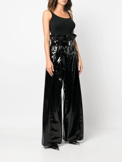 Philosophy Di Lorenzo Serafini High-shine Wide-leg Trousers In Black