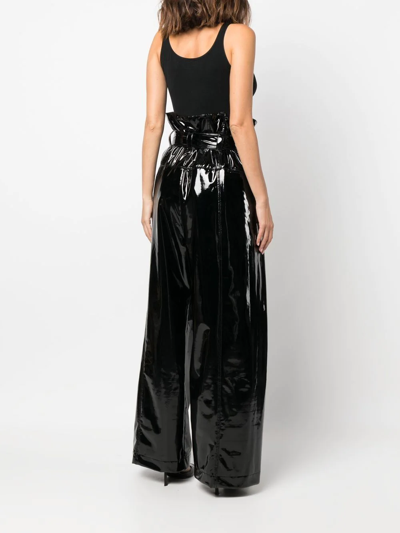 Philosophy Di Lorenzo Serafini High-shine Wide-leg Trousers In Black