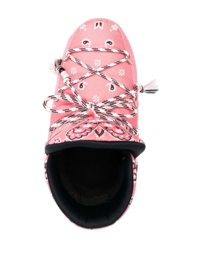Alanui X Moonboot Bandana-print Lace-up Ankle Boots In Pink