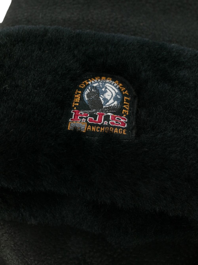 Shop Parajumpers Logo-patch Shearling Gloves In Black