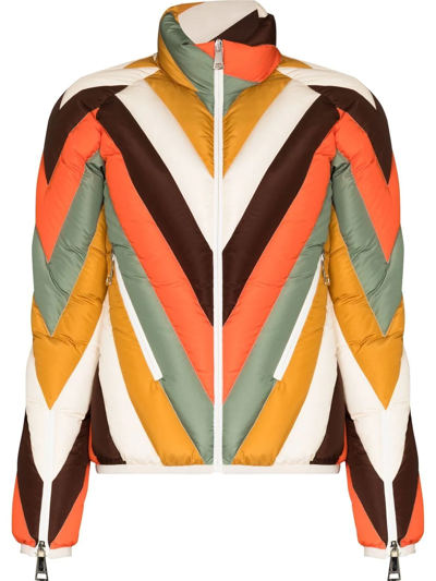 Shop Khrisjoy Chevron Quilted Ski Jacket In Orange