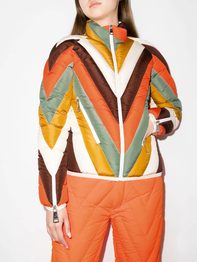 Shop Khrisjoy Chevron Quilted Ski Jacket In Orange