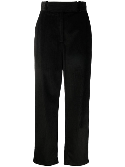 Totême Pleated-waist Corduroy Straight-leg Trousers In Black