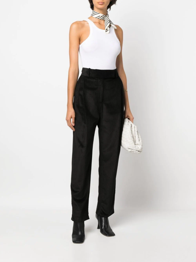Totême Pleated-waist Corduroy Straight-leg Trousers In Black