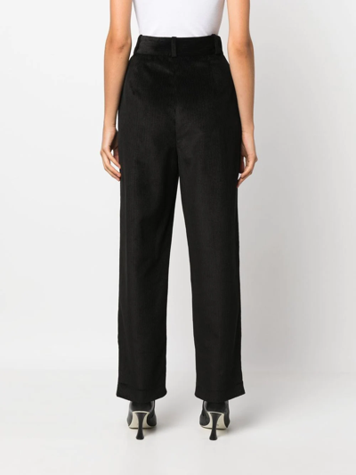 Totême Pleated-waist Corduroy Straight-leg Trousers In Black