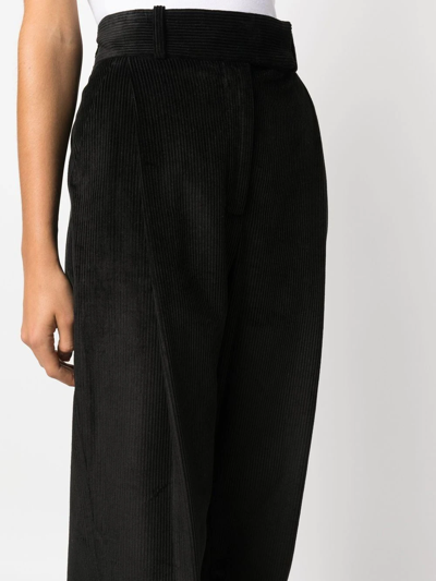 Totême Pleated-waist Corduroy Straight-leg Trousers In Black