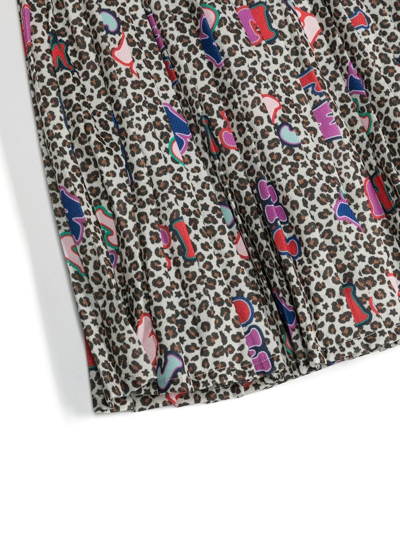Shop Marc Jacobs Logo Leopard Print Pleated Skirt In Neutrals