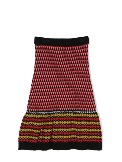 Shop Marni Intarsia-knit Skirt In Red