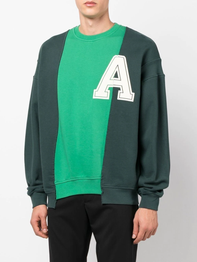 Ambush Multi-panel Long-sleeve Sweatshirt In Green Gables Off White