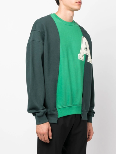Ambush Multi-panel Long-sleeve Sweatshirt In Green Gables Off White