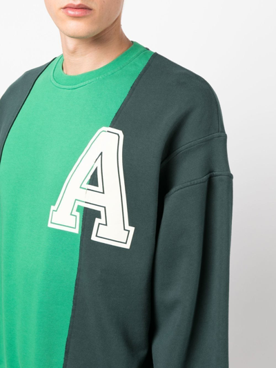 Ambush Multi-panel Long-sleeve Sweatshirt In Green Gables Off White