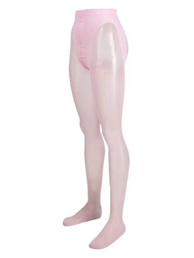 Wolford X Mugler Mesh-panelled Tights In Pink