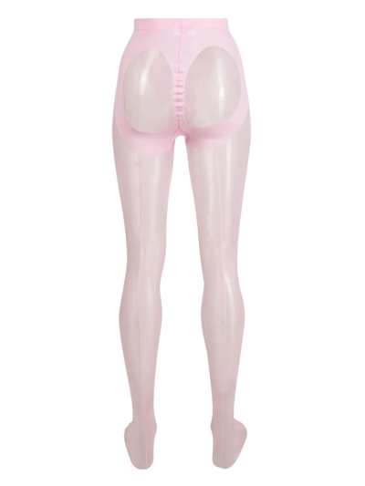 Shop Wolford X Mugler Mesh-panelled Tights In Pink
