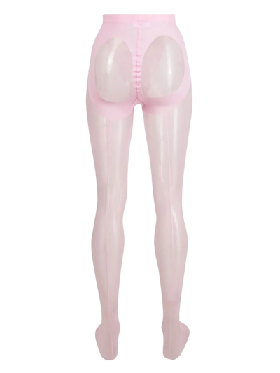 Wolford X Mugler Mesh-panelled Tights In Pink