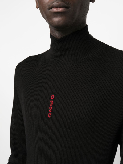 Shop 032c Embroidered-logo High-neck Jumper In Black