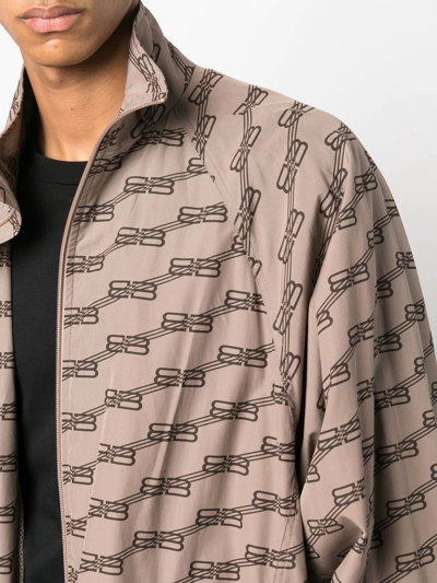 Balenciaga Brown Monogram Print Track Jacket In Brown
