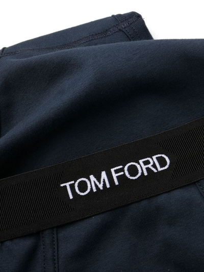 Shop Tom Ford Logo Waistband Briefs In Blue
