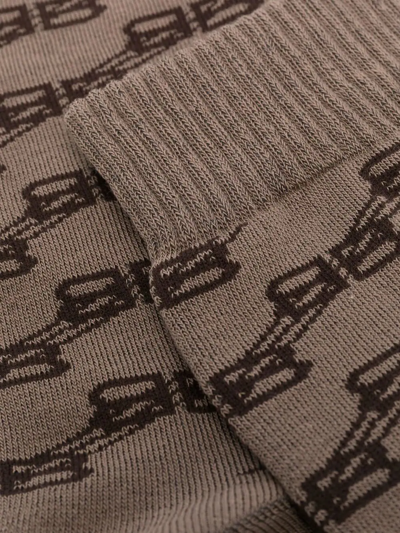 Shop Balenciaga Monogram Print Cotton Socks In Brown