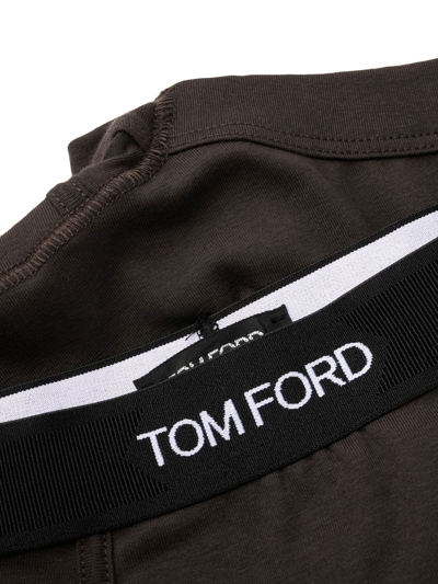 Shop Tom Ford Logo-waistband Boxer Briefs In Brown