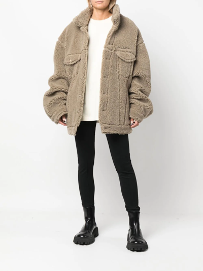 Shop Balenciaga Oversized Fleece Jacket In Neutrals