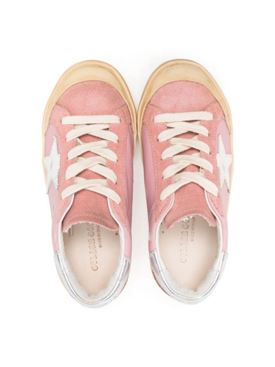Shop Golden Goose Star-patch Lace-up Sneakers In Pink