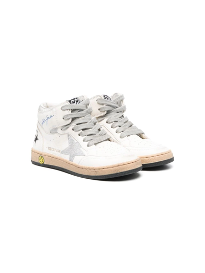 Shop Golden Goose High-top Lace-up Sneakers In White