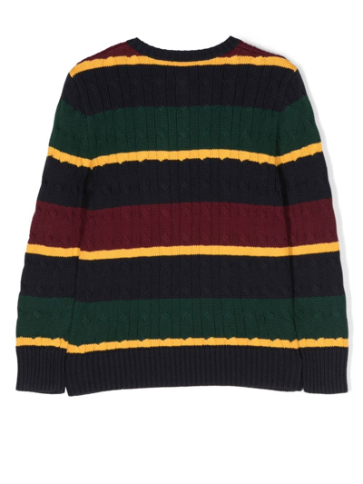 Shop Ralph Lauren Embroidered-logo Cable-knit Jumper In Green