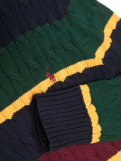 Shop Ralph Lauren Embroidered-logo Cable-knit Jumper In Green