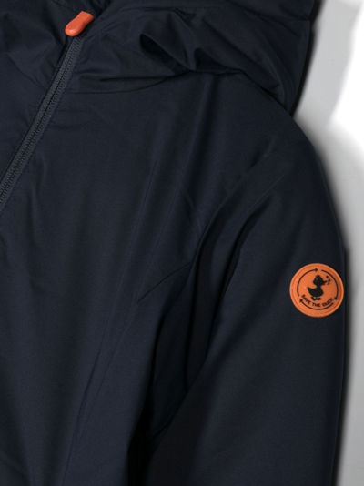 Shop Save The Duck Logo-patch Hooded-jacket In Blue