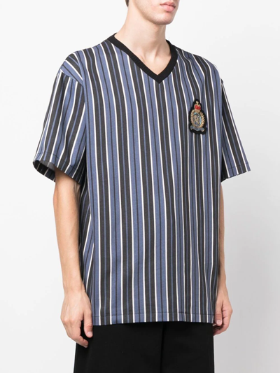 Shop Kenzo Logo-patch Striped T-shirt In Blue