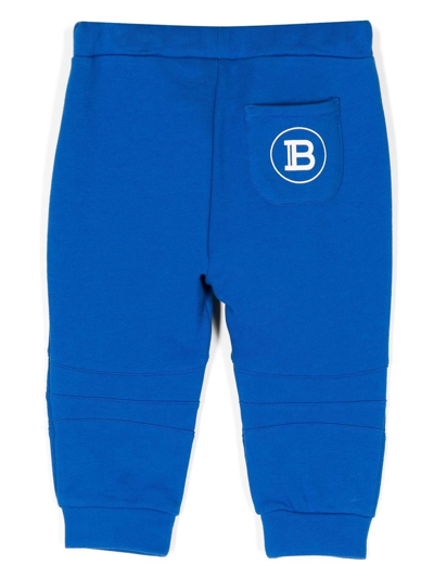 Balmain Logo-print Tracksuit Bottoms In Blue