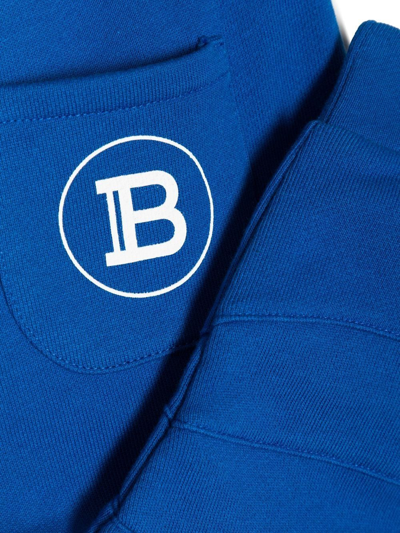 Shop Balmain Logo-print Tracksuit Bottoms In Blue