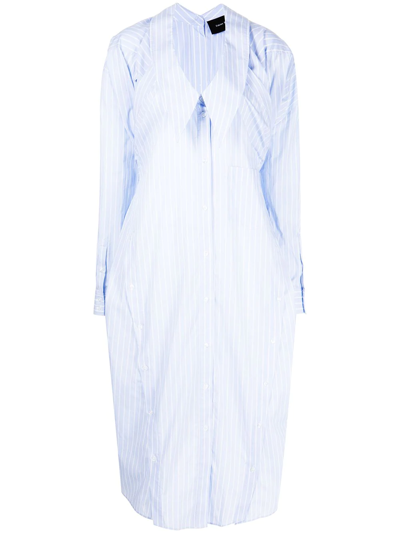 Shop Simone Rocha Four-sleeve Shirt Dress In Blue