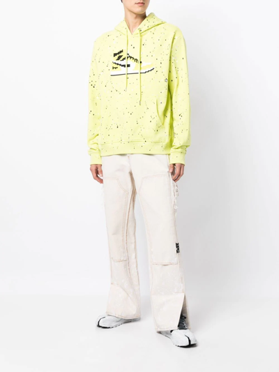 Shop Mostly Heard Rarely Seen 8-bit Neon Volt Long-sleeve Hoodie In Yellow