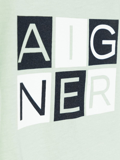 Shop Aigner Logo-print Cotton T-shirt In Green