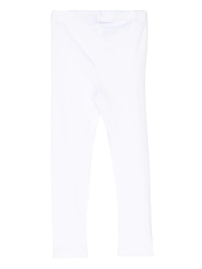 Shop Pucci Junior Metallic-stripe Logo-print Leggings In White