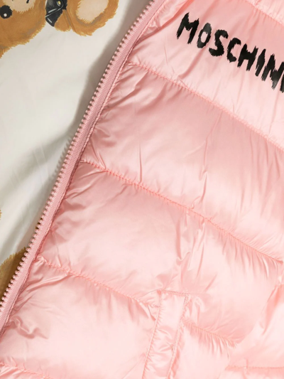 Shop Moschino Teddy Bear-print Puffer Jacket In Pink