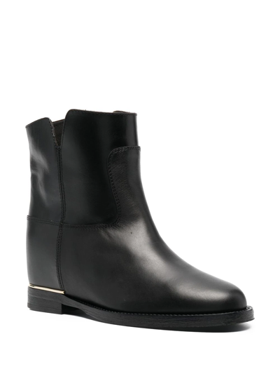 Shop Via Roma 15 Side Slit-detail Ankle Boots In Black