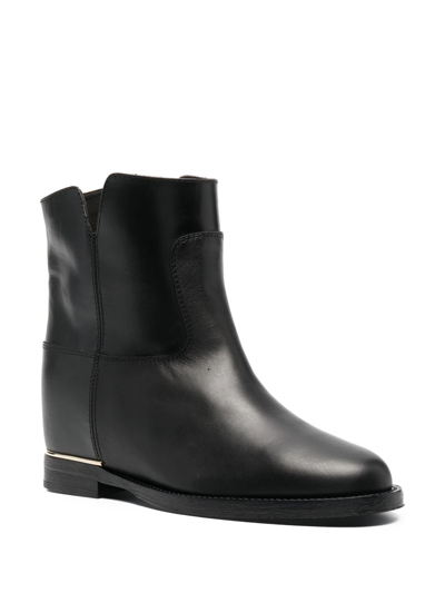 Via Roma 15 Side Slit-detail Ankle Boots In Black