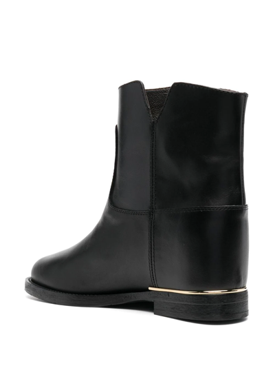 Via Roma 15 Side Slit-detail Ankle Boots In Black