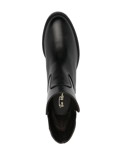 Via Roma 15 Side Slit-detail Ankle Boots In Black