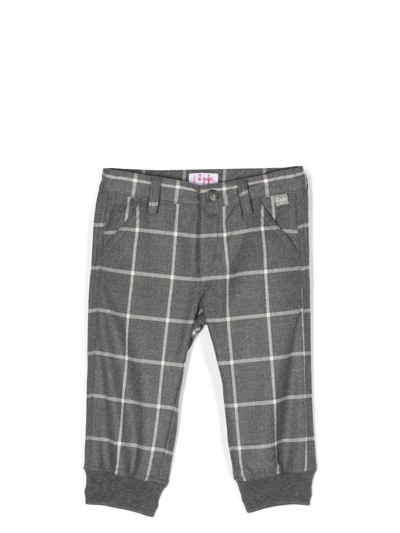 Shop Il Gufo Check-pattern Trousers In Grey