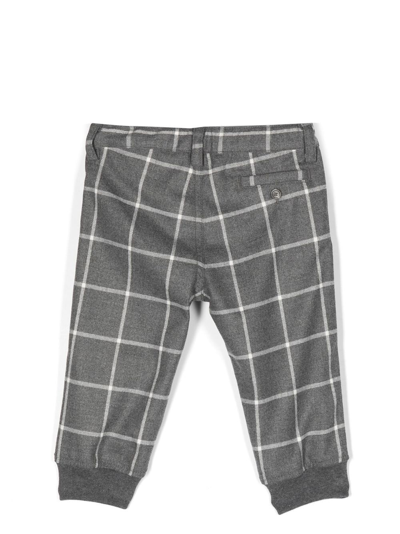 Shop Il Gufo Check-pattern Trousers In Grey