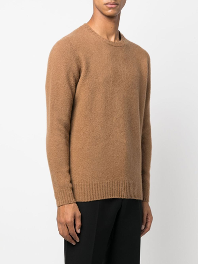 Drumohr Crew-neck Wool Jumper In Brown