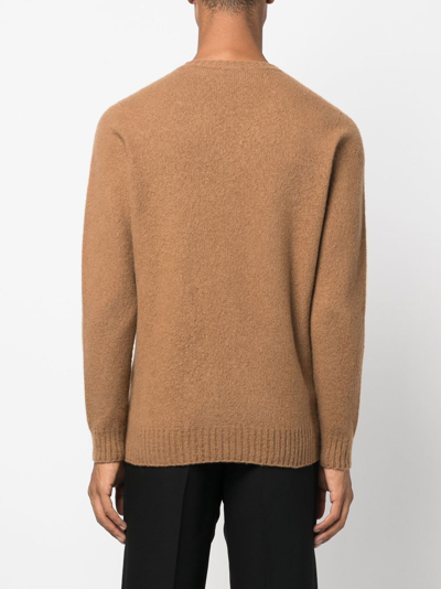 Drumohr Crew-neck Wool Jumper In Brown