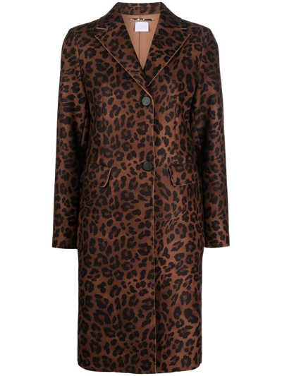 Shop Merci Leopard-print Single-breasted Coat In Brown