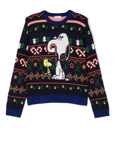Shop Marc Jacobs Teen Snoopy Intarsia-knit Jumper In Blue